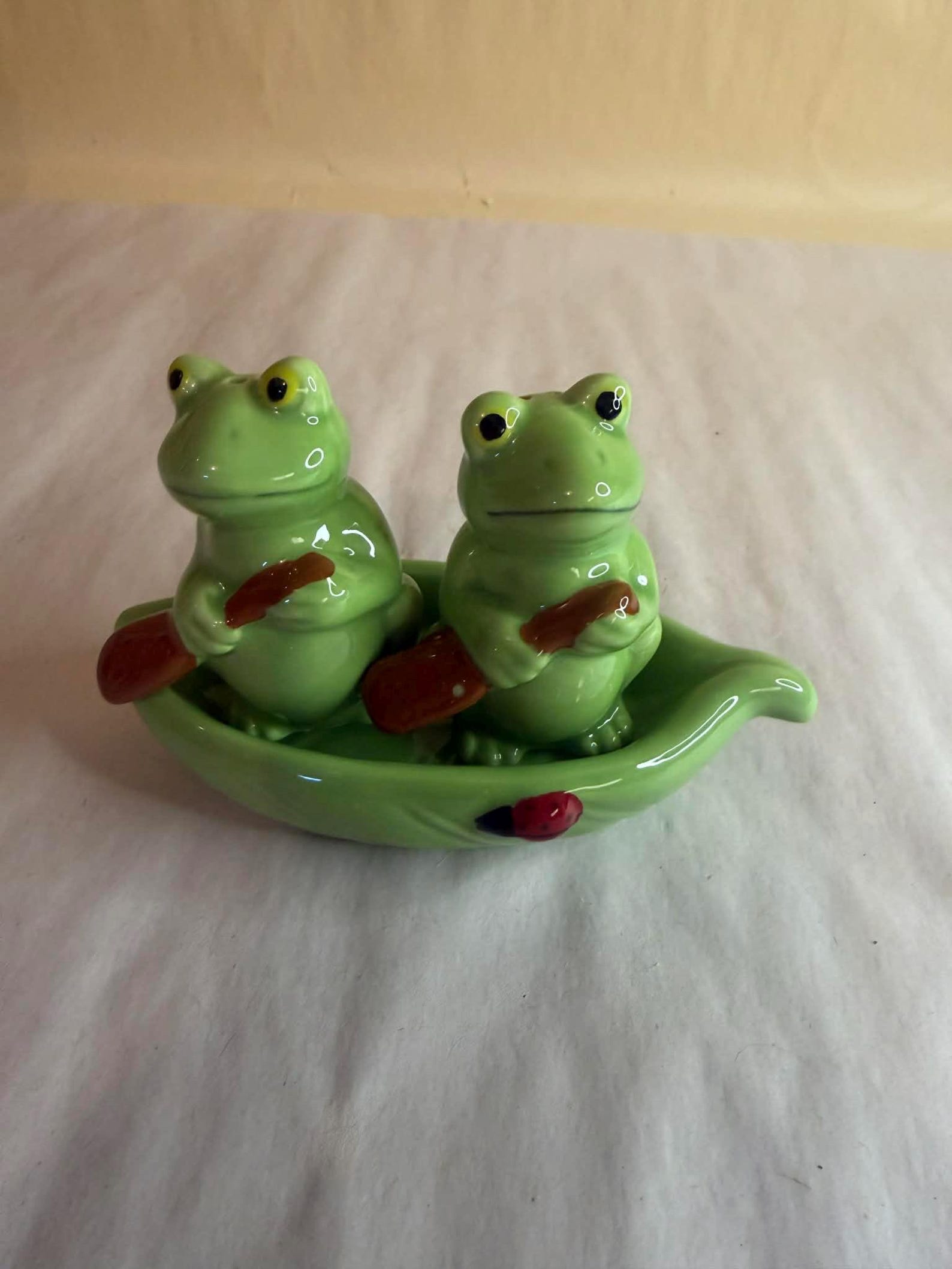 Frog in Boat Salt and Pepper Shakers Set