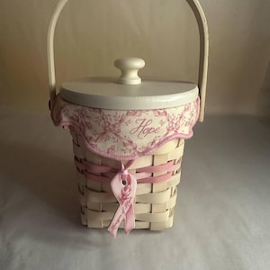 Longaberger American Cancer Society Horizons of Hope-mand met stoffen en plastic inzetstukken en deksel