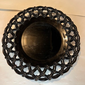 Westmoreland Glass Black Lace Edge Forget Me Not Lattice Plate Depression Glass