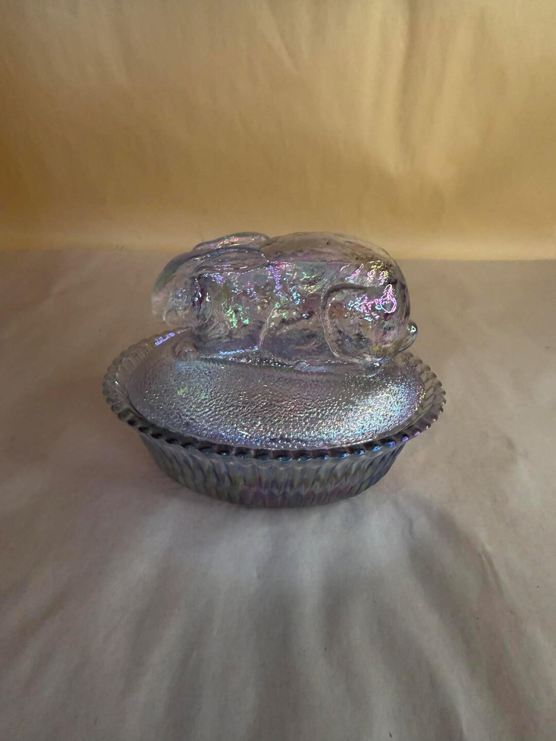 Vintage Carnival Glass Rabbit on Nest - Etsy