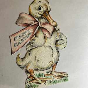 Tarjeta vintage de los Hall Brothers de 1935 con la frase "Felices Pascuas"