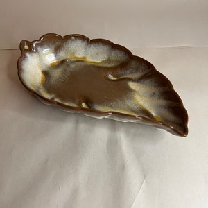 Vintage Frankoma Pottery Leaf Dish