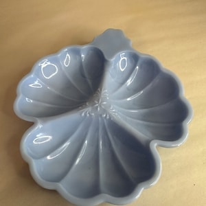 Vintage Jeannette Delphite Blue Shell Divided Dish