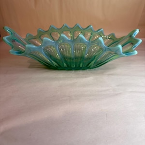 Vintage Fostoria Heirloom Green Opalescent Large Centerpiece Bowl