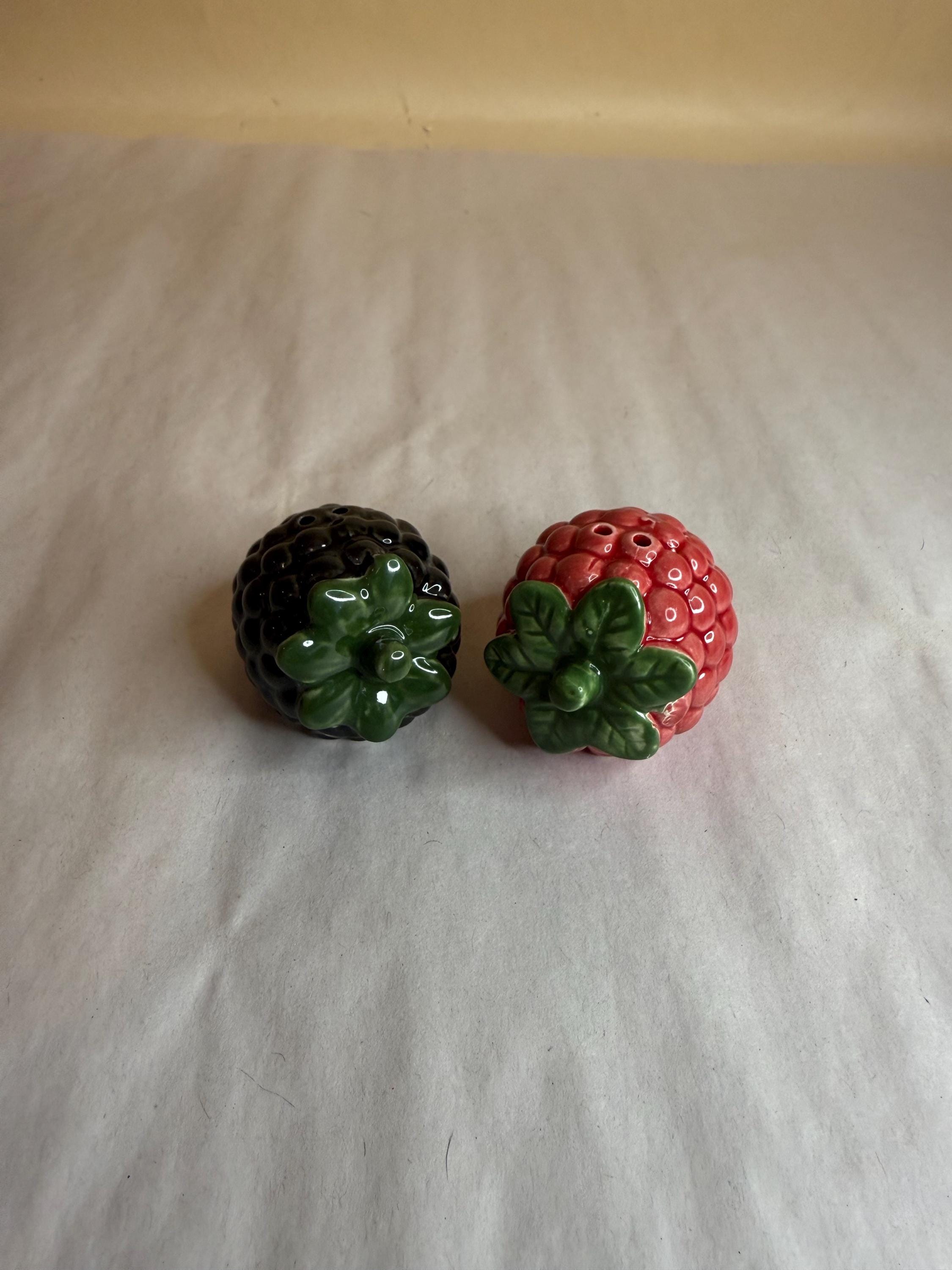 Ceramic Raspberry Ceramic Raspberry and Blackberry Salt and Pepper Shakers Set - Etsy