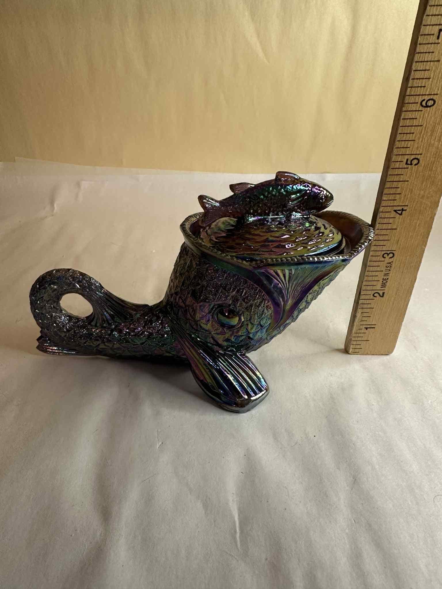 Vintage Amethyst Carnival Dolphin Fish Covered Candy Dish - Etsy