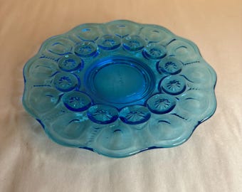 Vintage L.E Smith Colonial Blue Moon and Stars Mould Weishar Glass