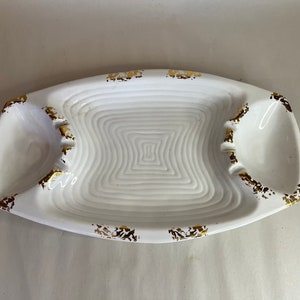 Vintage White and Gold Divided Ceramic Tray
