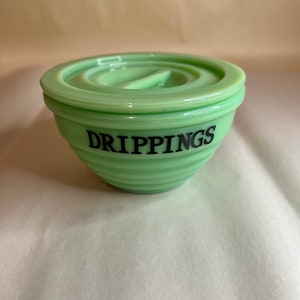 Jadeite Drippings Grease Jar w Lid
