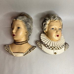 Vintage Chalkware Pair of Victorian European Man and Woman