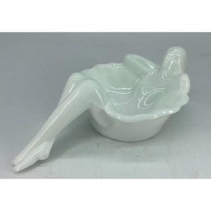 Milk Glass Bathing Beauty Ballerina Soap Dish