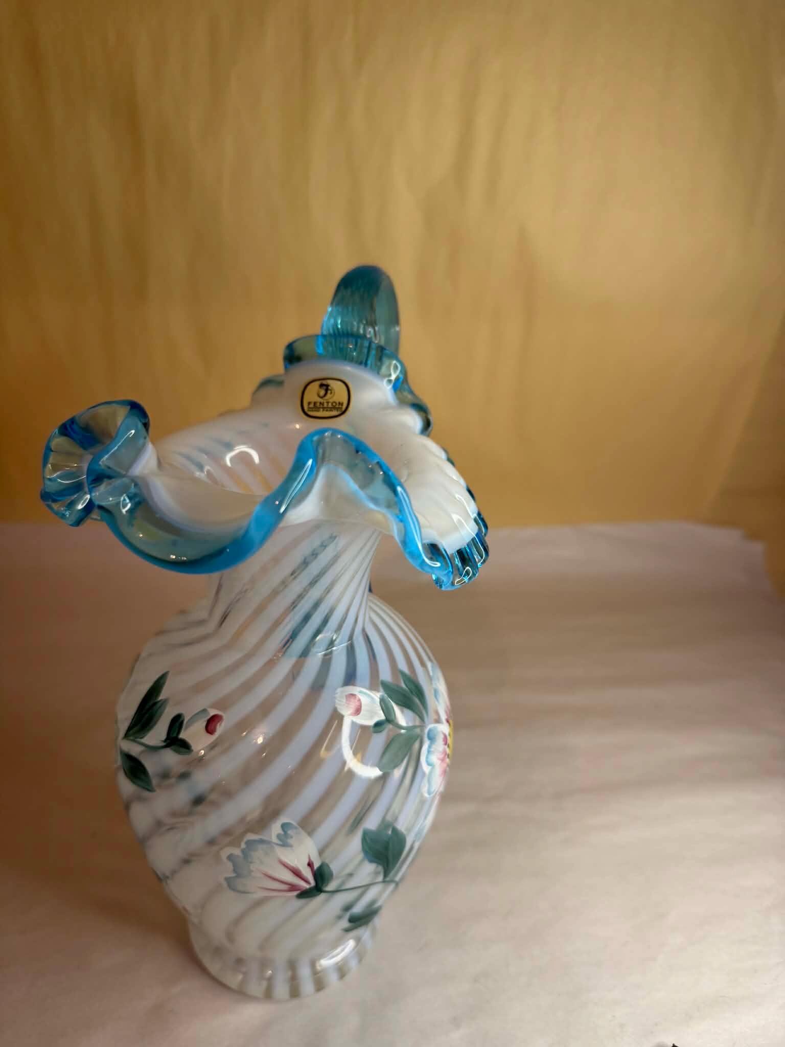 FENTON French Opal Spiral Optic Pitcher - Etsy