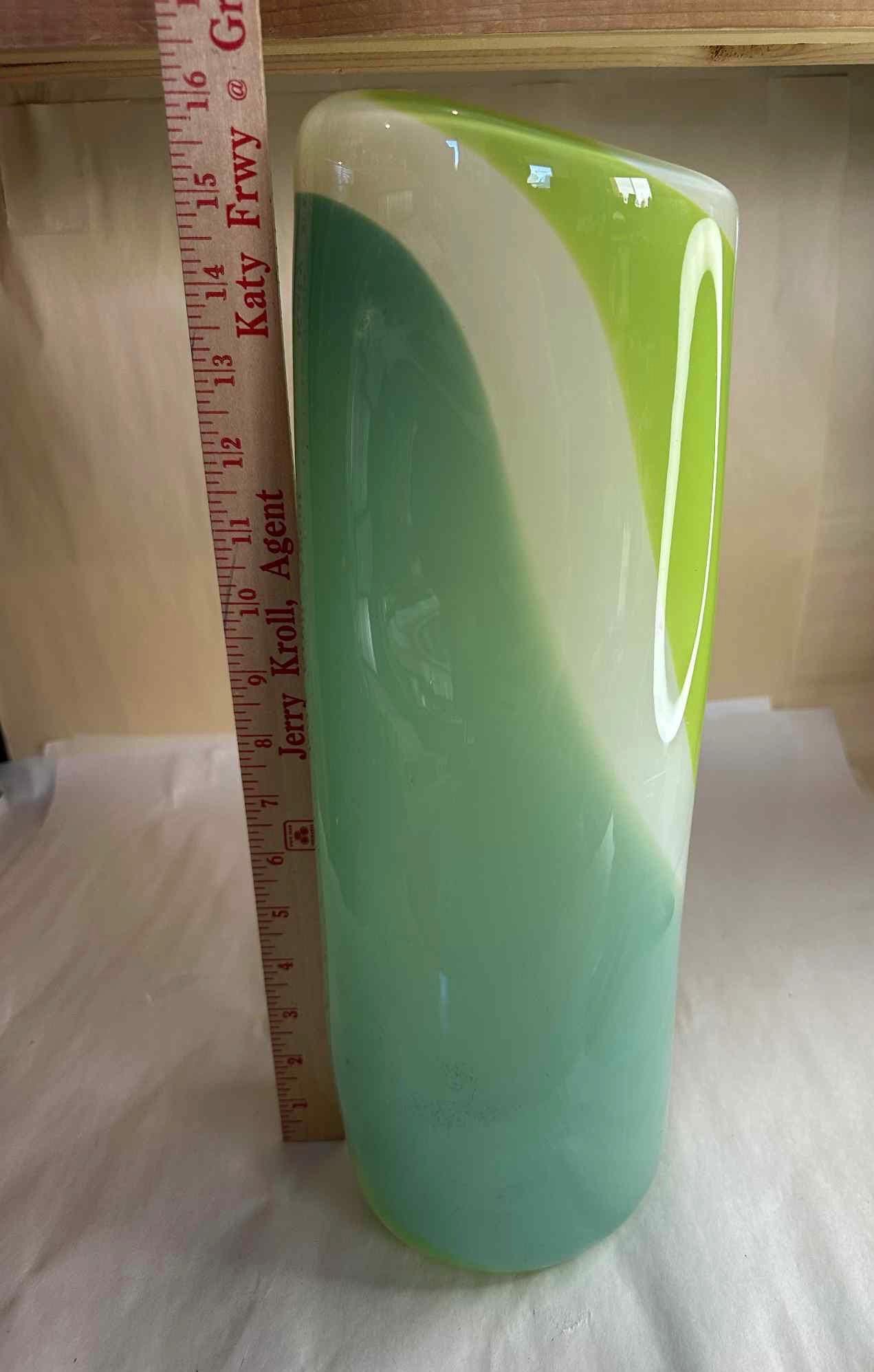 ムラーノアートガラスの大きな緑と青の花瓶 - Etsy 日本