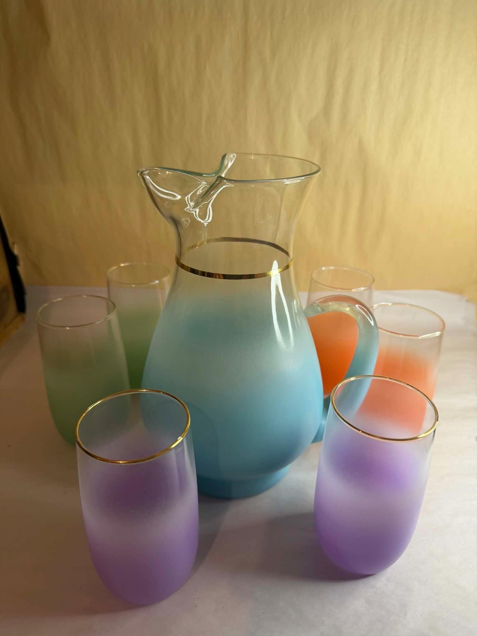 Vintage Blendo Lemonade Pitcher Set W 6 Glasses - Etsy