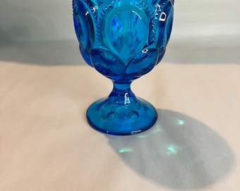 L.E. Smith Moon and Star Colonial Blue Goblet