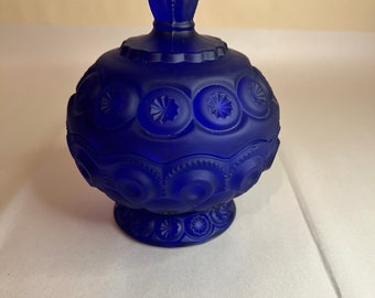 Moon and Star Cobalt Blue Satin 6 inch compote