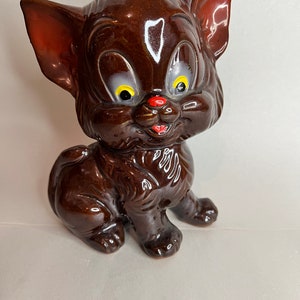 Vintage Kitschy Redware Brown Poodle Dog Figurine Made in Japan