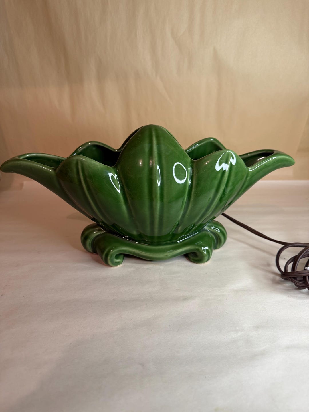 Vintage California Pottery Green Ceramic Planter TV Table Lamp - Etsy