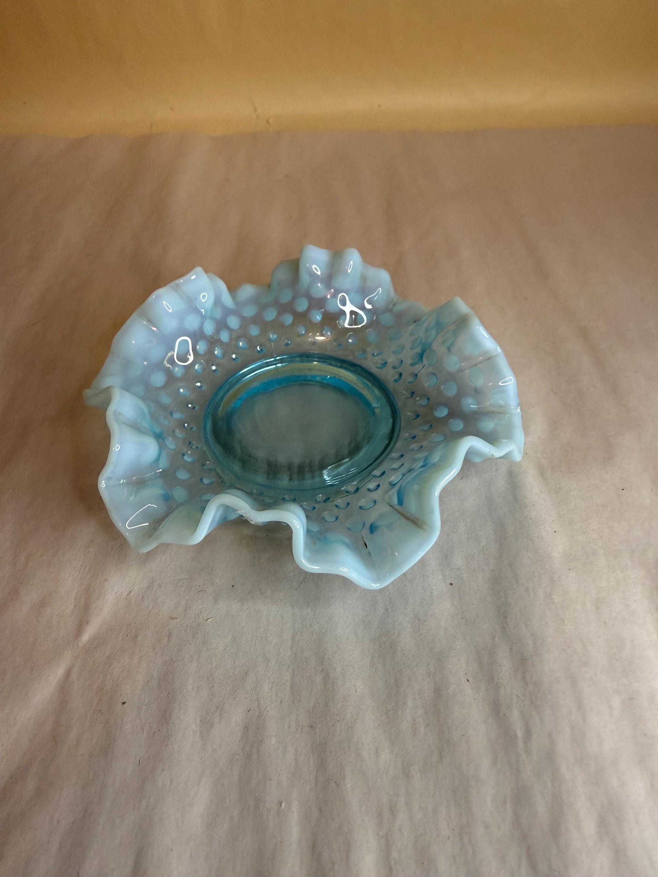 Fenton Hobnail Opalescent Blue Art Glass Ruffled Bon Bon Dish - Etsy