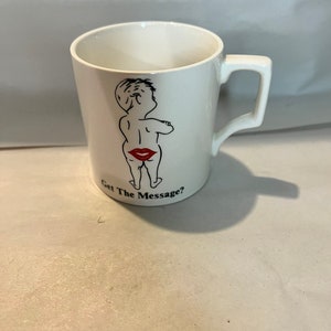 Vintage 1976 Chadwick Miller Humorous Coffee Mug Get the Message ? Kiss my a&s Japan