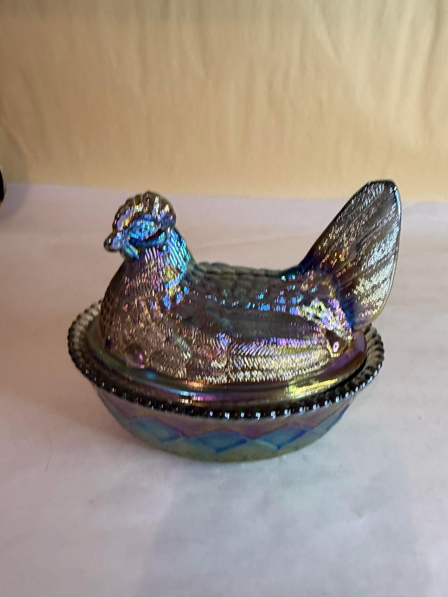 【Hen on nest】ガラス容器 Titanium Carnival Hen on Nest - Etsy