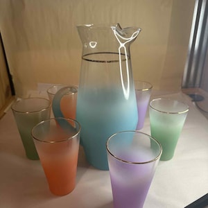 Ensemble vintage de 6 verres de pichets à limonade Blendo