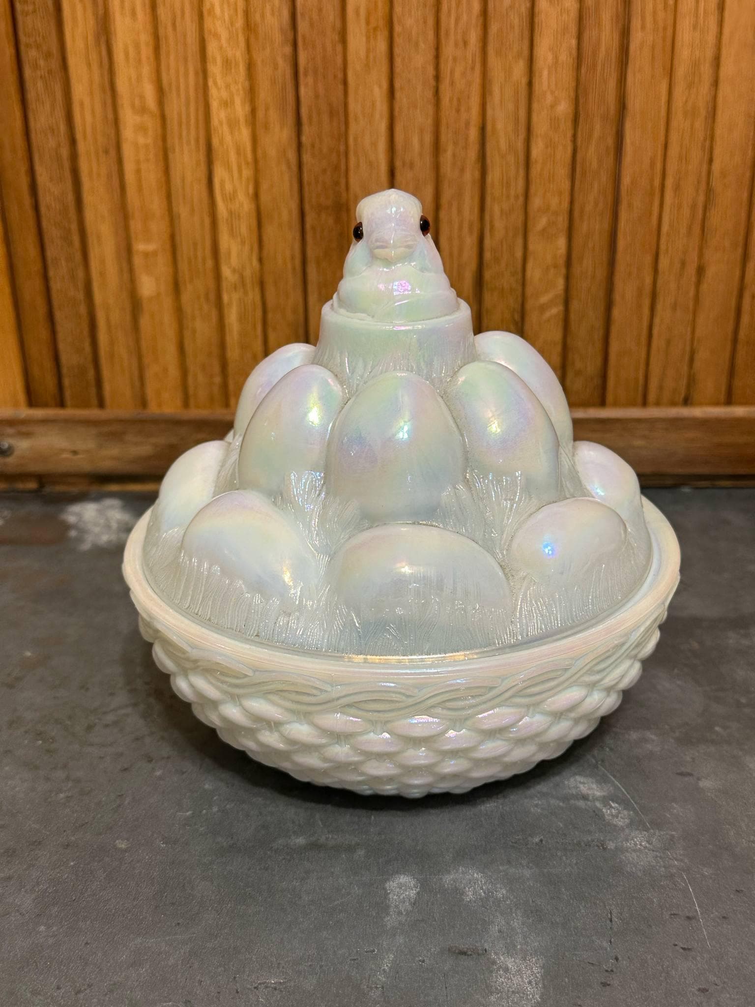 米国フェントン社ウランガラスのイースターエッグ2個（共箱付） 米国