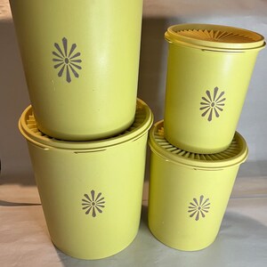 Vintage Tupperware Canister Set of 4 Nesting With Lids Yellow