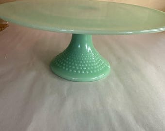 Mosser Gigi Hobnail Jadeite Pastry Cakeplate Cake 12” Stand