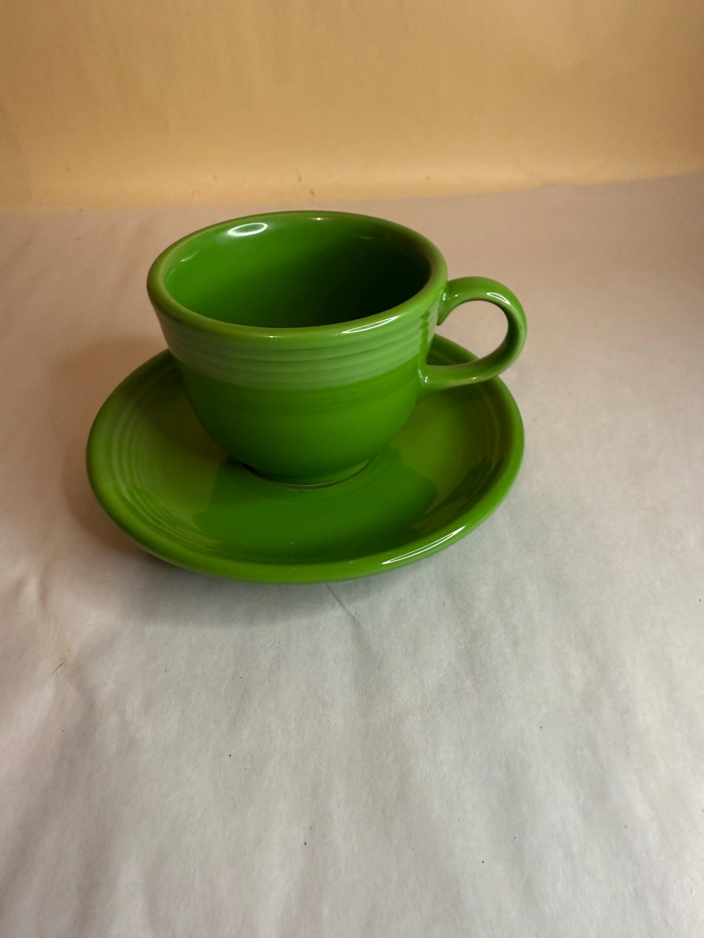 Vintage Fiesta Fiestaware Homer Laughlin Shamrock Green Teacup and Saucer