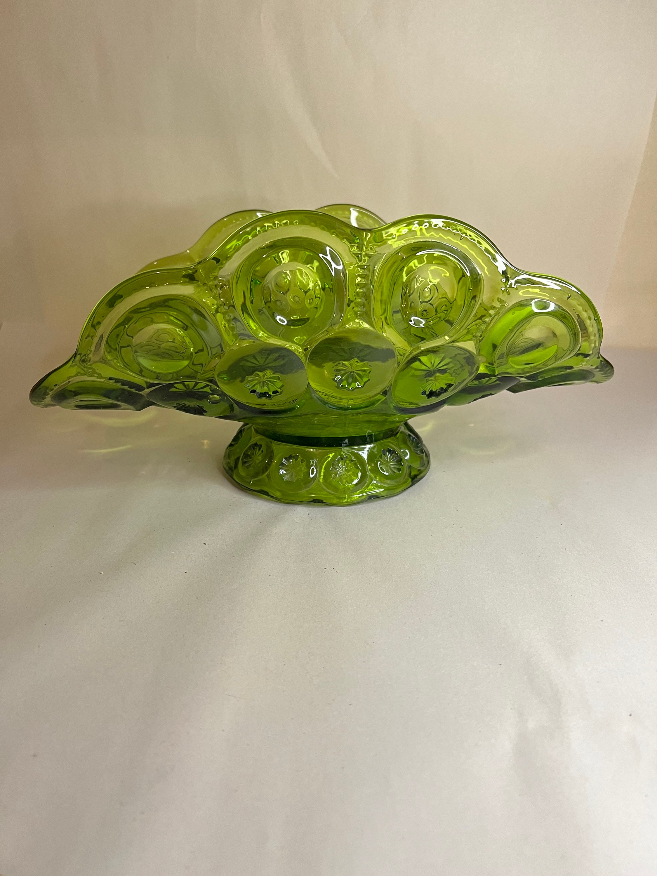 L.E. Smith Moon and Star Green 12” Banana Boat - Etsy