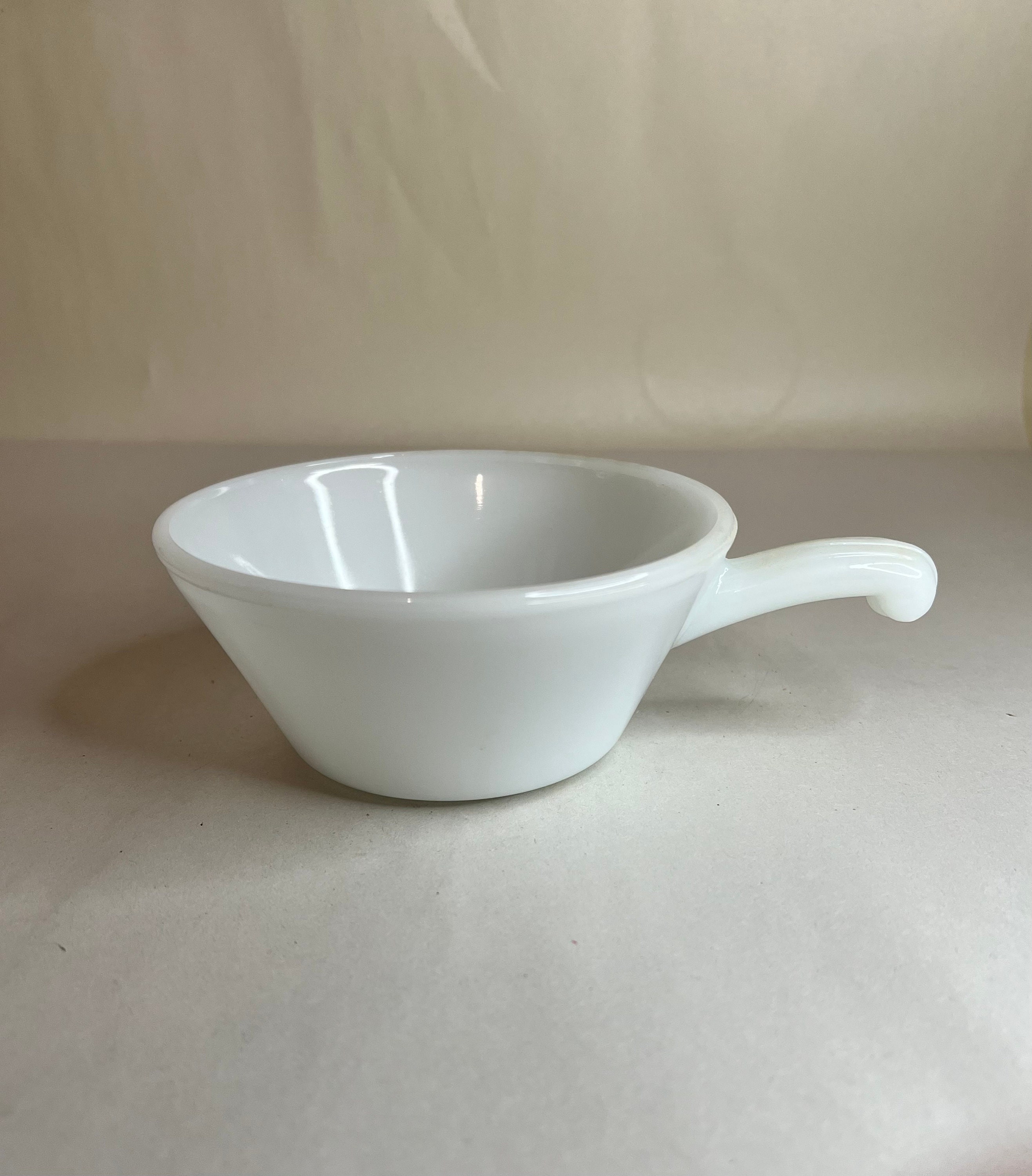 Vintage Anchor Hocking Fire-king Milk Glass Handled Soup Bowl - Etsy