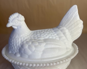 Westmorland Milk Glass Hen on nest