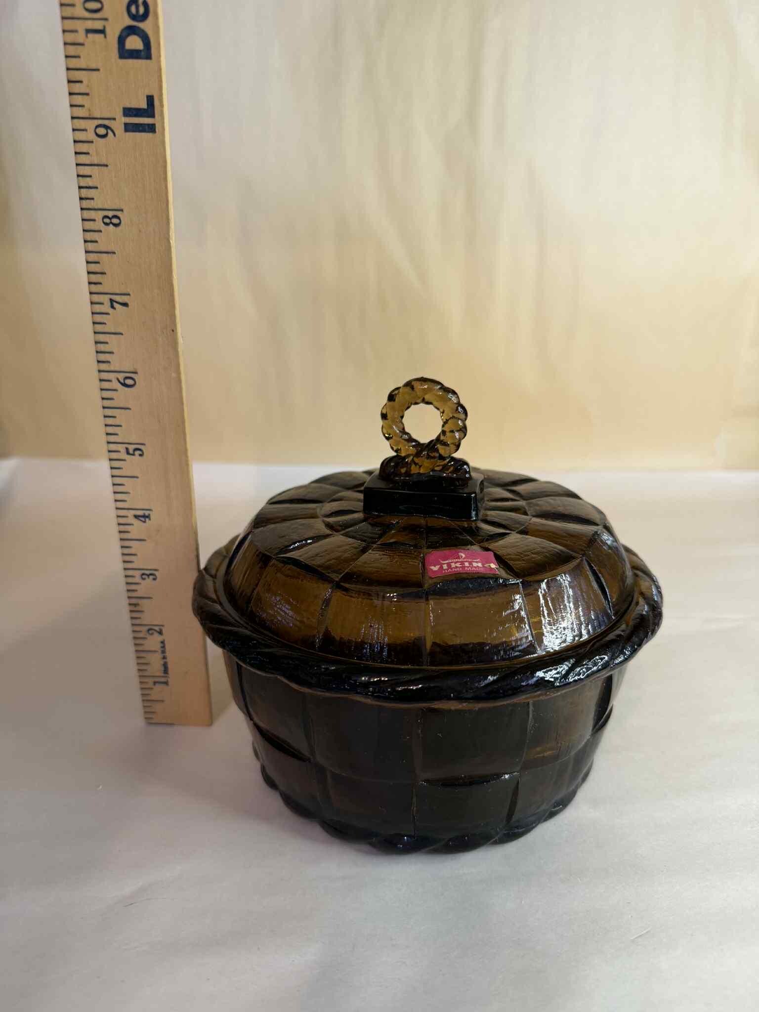 Viking Glass Country Craft Basket Dalzell Ashley Brown Covered