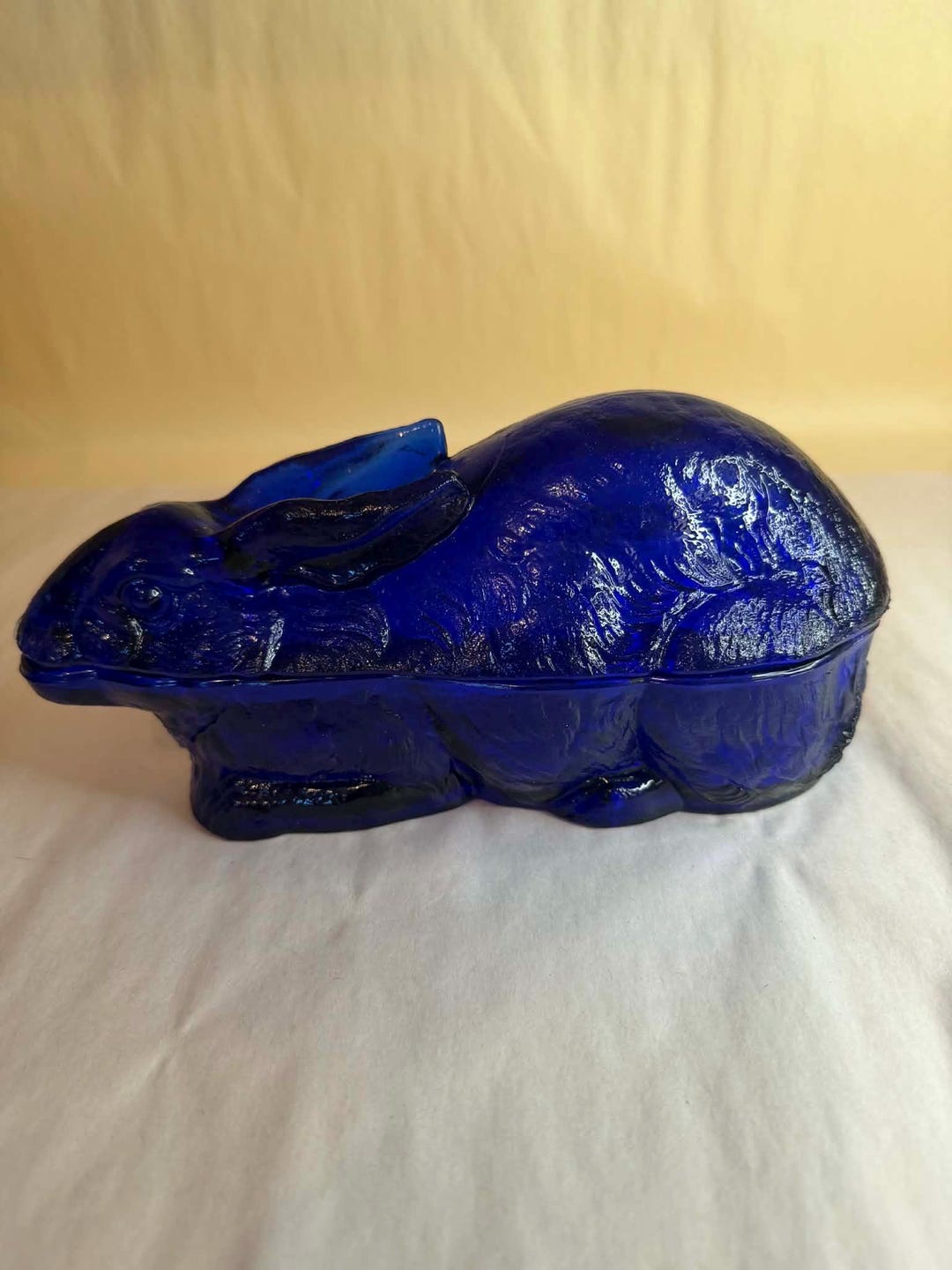 Vintage Imperial Cobalt Blue Glass Rabbit Large Candy Dish - Etsy