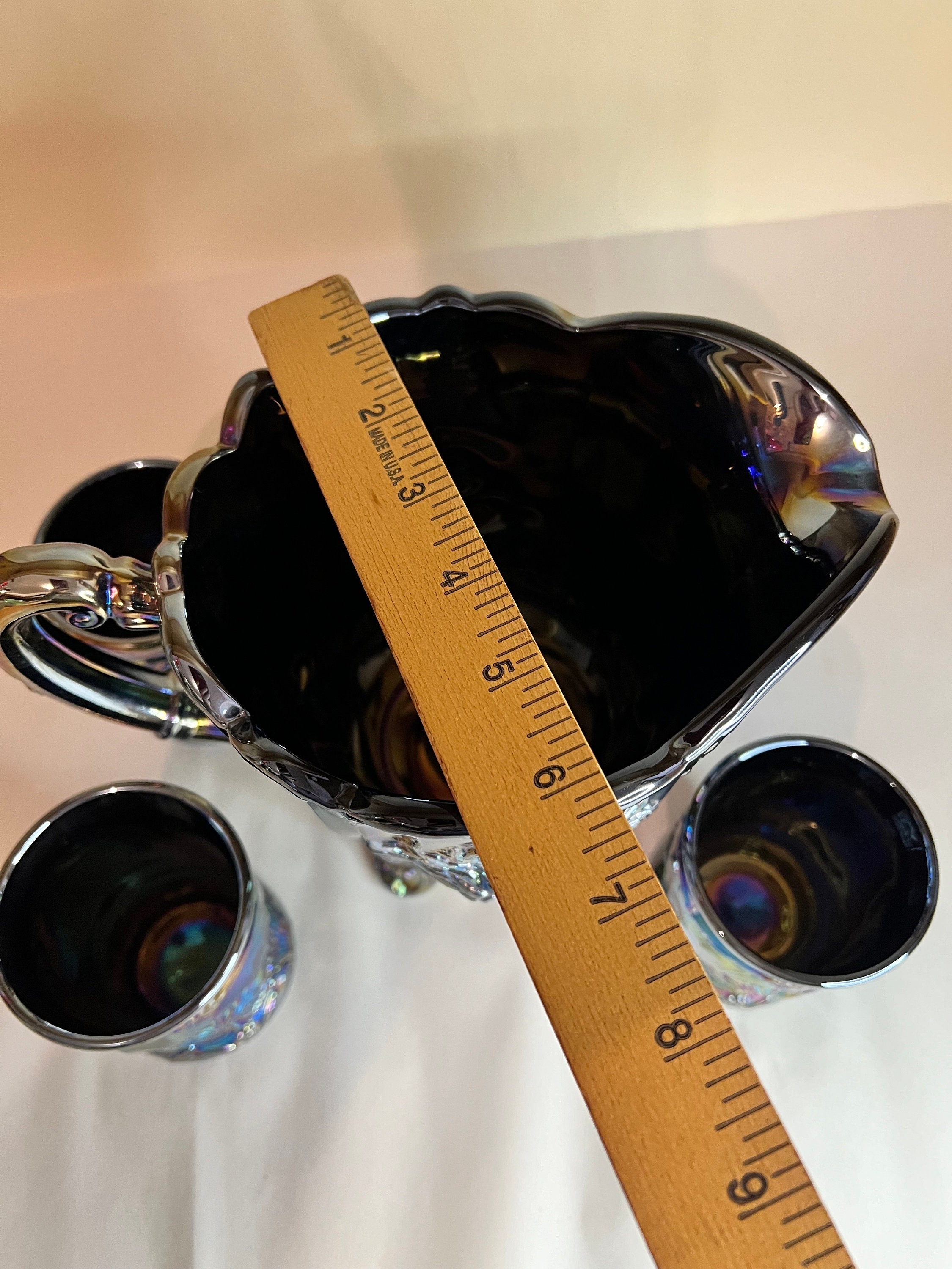 Mosser Amethyst Carnival Dahlia Pitcher Set W 4 Tumblers - Etsy