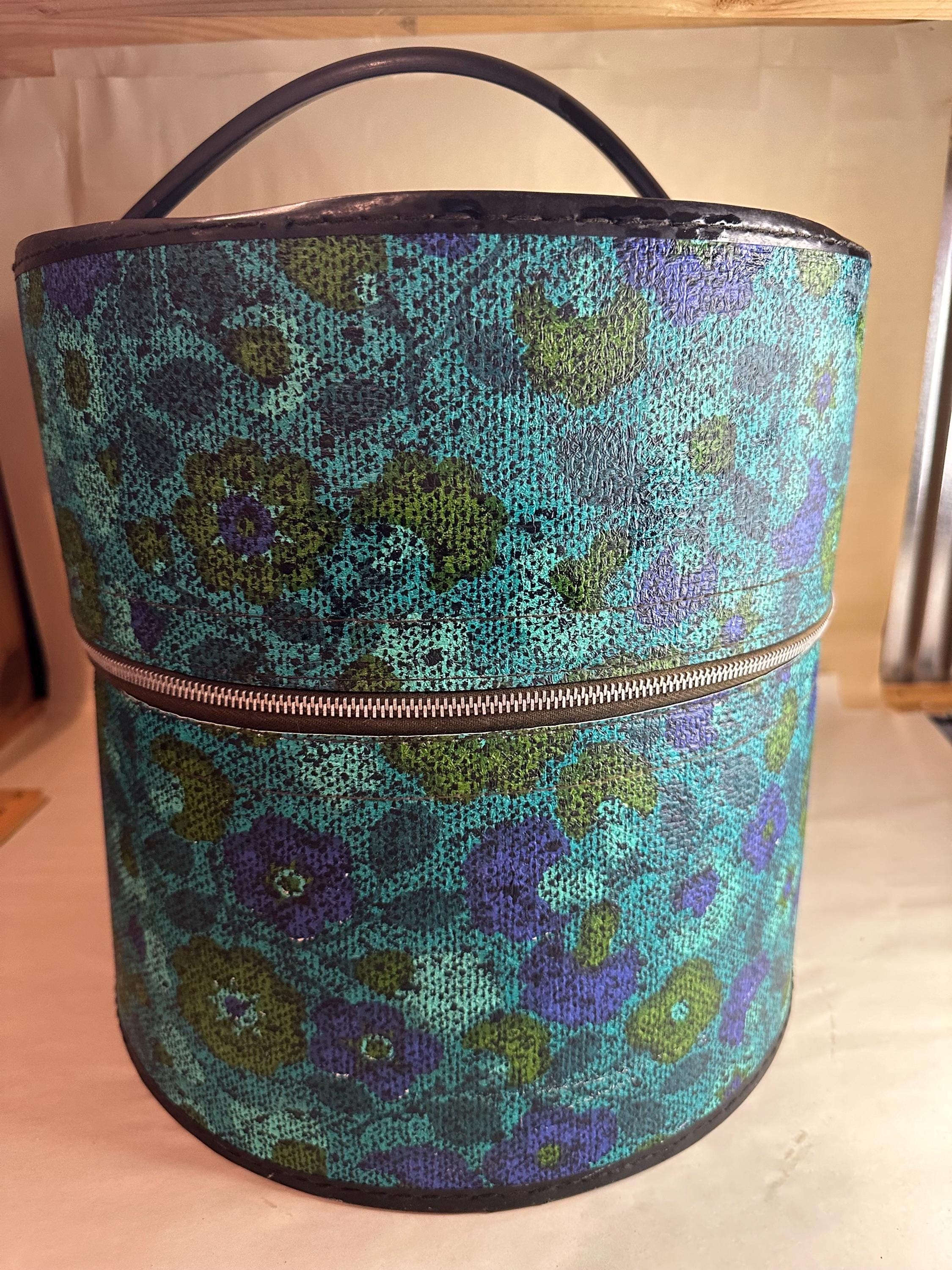 Vintage selling 1960s Wig Hat Box Mid Century Retro Luggage Turquoise Teal