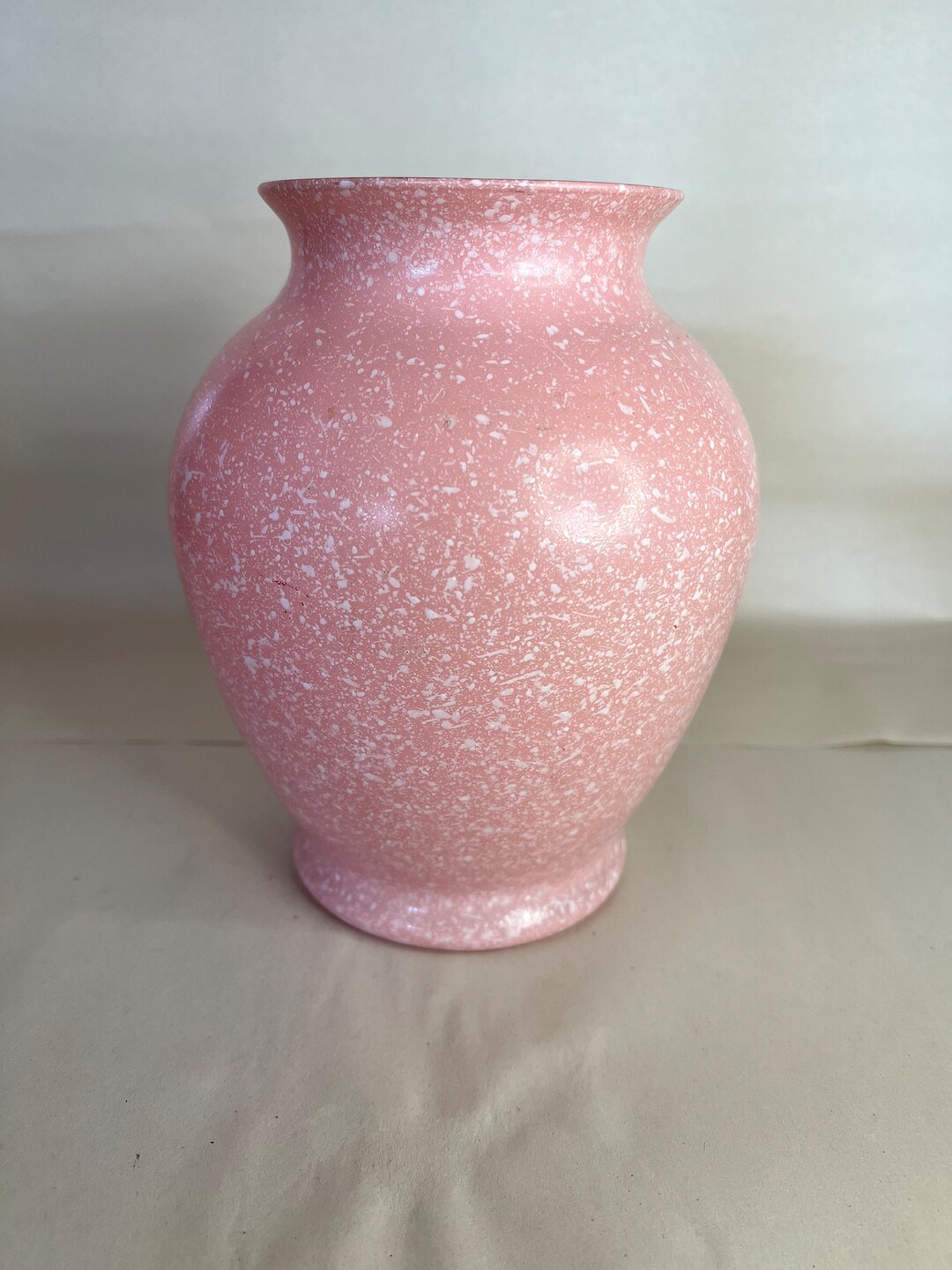 Vintage Pink Speckled Splatter Vase Etsy