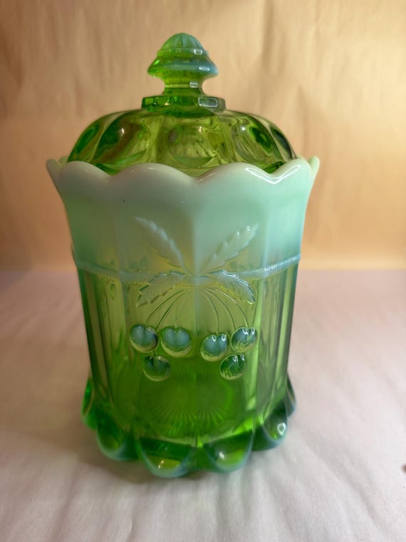 Mosser Glass Tobacco or Cookie Jar in the Cherry Thumbprint