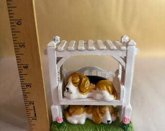 Ceramic Dogs in Swing Salt and Pepper Shakers Pair