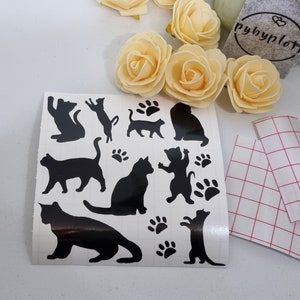 Katzen-Silhouette Vinyl | Aufkleber | Geschenk für Katzenliebhaber | Stickerbogen