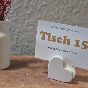 Herzförmiger Kartenhalter aus Raysin | Tischdeko Hochzeit Geburtstag Trauung | Fotohalter Tischnummern
