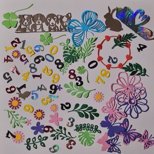 Tolles Überraschungsset mit Stanzteile bunt gemischt | Bastelbedarf | Kartenaufleger | Scrapbooking