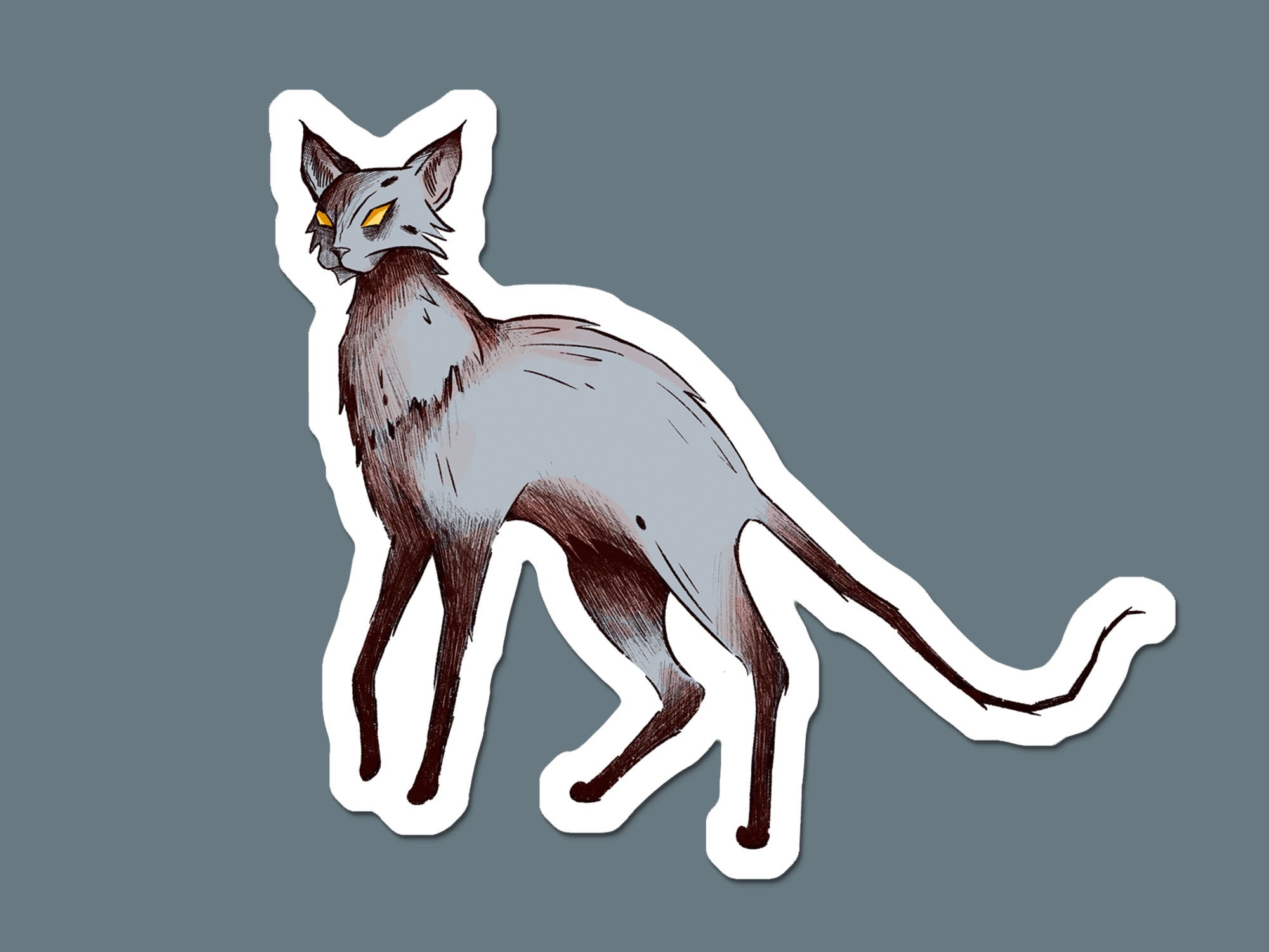 Spooky Goth Cat Vinyl Sticker | Halloween Kitty Laptop Sticker | Water ...