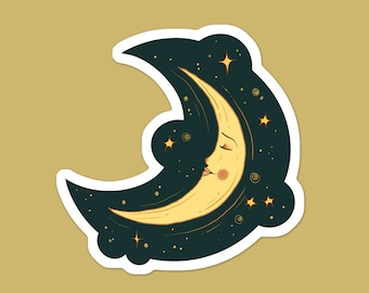 Celestial Moon Starry Night Sky Vinyl Sticker | Laptop Sticker | Water Bottle Sticker | Car Decal