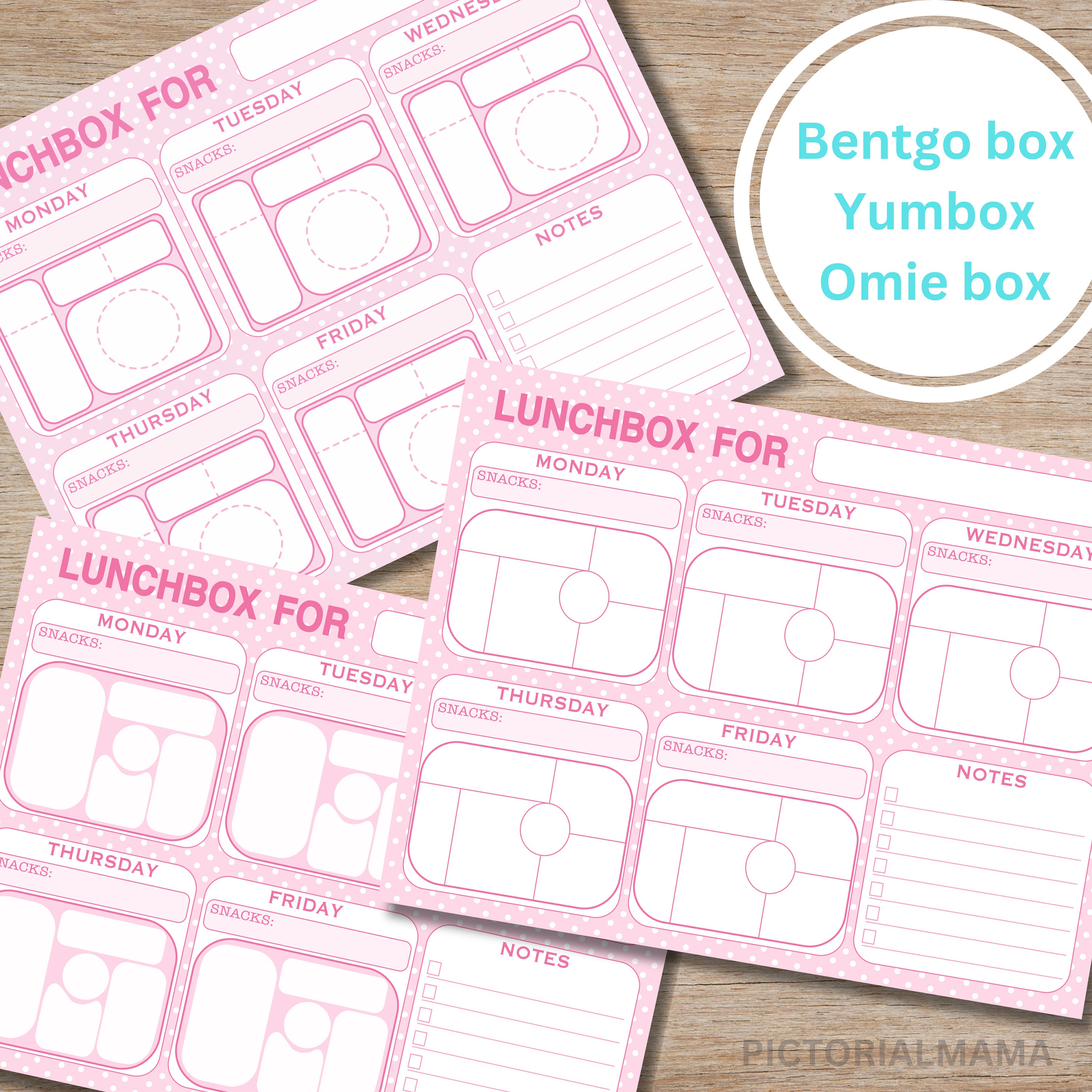 Bentgo Yumbox Omie Lunchbox Templates Meal Planners for Kid - Etsy
