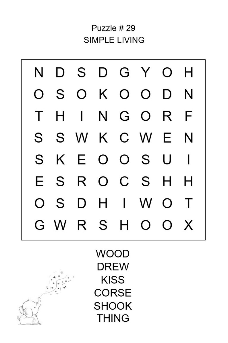 Word Search Puzzle 50 Printable Puzzle Pages for Kids and Etsy