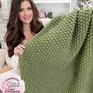 Winterberry Afghan Crochet Blanket Pattern, Chunky Bobble Texture, 5 Sizes (PDF + Video)