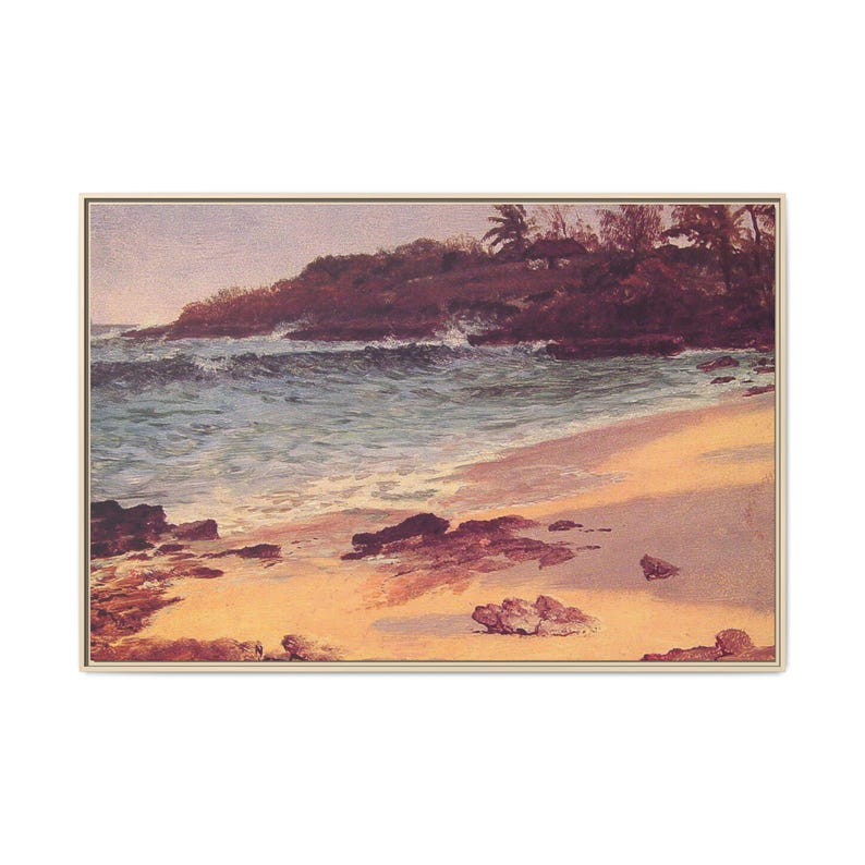 seaside-beach-painting-matte-canvas-framed-coastal-wall-art-etsy-uk
