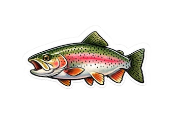Rainbow Trout Sticker | Kiss-Cut Vinyl Fish Decal, Fishing Lure Laptop Sticker